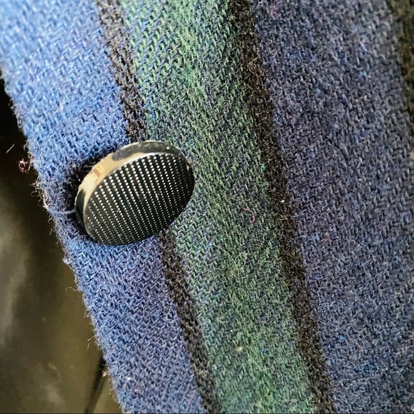 E.H. Woods Blue Green Striped Cropped Button Up Blazer Size 14 - Picture 5 of 11